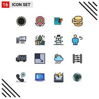 conjunto de 16 iconos de interfaz de usuario modernos símbolos signos para monedas de ubicación de dinero de escritorio planificación elementos de diseño de vectores creativos editables