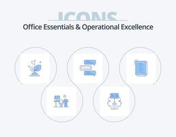 Office Essentials And Operational Exellence Blue Icon Pack 5 Icon Design. talks. comments. man. bubbles. success vector