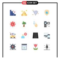 Pictogram Set of 16 Simple Flat Colors of setting marketing user graph globe Editable Pack of Creative Vector Design Elements