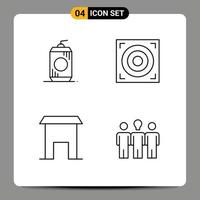 Set of 4 Modern UI Icons Symbols Signs for bottle marketplace usa web coach Editable Vector Design Elements