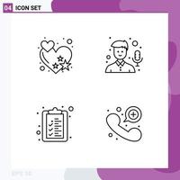 Universal Icon Symbols Group of 4 Modern Filledline Flat Colors of love list audio recorder contact Editable Vector Design Elements