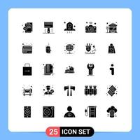 Set of 25 Modern UI Icons Symbols Signs for wifi internet paintbrush image space Editable Vector Design Elements