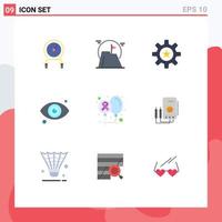 9 Universal Flat Colors Set for Web and Mobile Applications view eye mission skill management Editable Vector Design Elements
