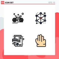 Universal Icon Symbols Group of 4 Modern Filledline Flat Colors of bicycle shape sport modeling card Editable Vector Design Elements