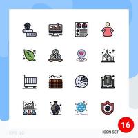 Modern Set of 16 Flat Color Filled Lines Pictograph of environment people graph two page Editable Creative Vector Design Elements