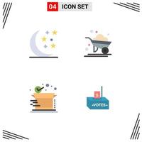 Set of 4 Vector Flat Icons on Grid for halloween product agriculture wheelbarrow bribe Editable Vector Design Elements