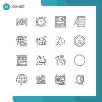 Set of 16 Commercial Outlines pack for world iot design internet of things stairs Editable Vector Design Elements