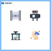 4 Universal Flat Icon Signs Symbols of digital video broadcasting city hd streaming robot bus Editable Vector Design Elements