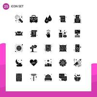 Editable Vector Line Pack of 25 Simple Solid Glyphs of photo security liquid privacy data Editable Vector Design Elements