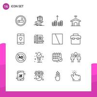 Mobile Interface Outline Set of 16 Pictograms of devices technology birthday smart electronic Editable Vector Design Elements