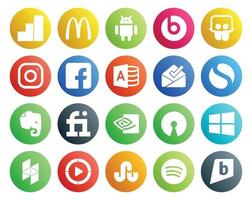 20 Social Media Icon Pack Including video houzz inbox windows nvidia vector