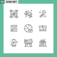 Pack of 9 creative Outlines of app product jewelry priorities business Editable Vector Design Elements