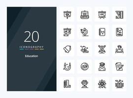 20 icono de esquema de educación para presentación vector