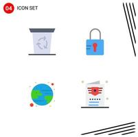 4 Flat Icon concept for Websites Mobile and Apps recycle been flight lock eclipse ticket Editable Vector Design Elements