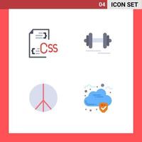User Interface Pack of 4 Basic Flat Icons of coding freedom development fitness peace Editable Vector Design Elements
