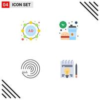 Pictogram Set of 4 Simple Flat Icons of ad model break lunch scince Editable Vector Design Elements