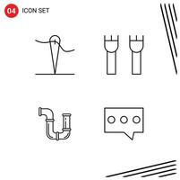 Stock Vector Icon Pack of 4 Line Signs and Symbols for handmade plumber castle fortress tools Editable Vector Design Elements