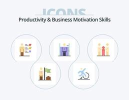 Productivity And Business Motivation Skills Flat Icon Pack 5 Icon Design. management. human. leave. growth. professional ability vector