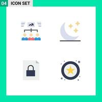 Stock Vector Icon Pack of 4 Line Signs and Symbols for team document task nature lock Editable Vector Design Elements