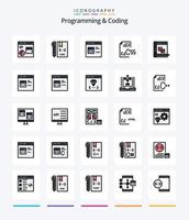 Creative Programming And Coding 25 Line FIlled icon pack  Such As development. coding. develop. file. develop vector