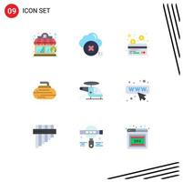 Modern Set of 9 Flat Colors Pictograph of medical helicopter card sport curling Editable Vector Design Elements