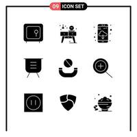 Modern Set of 9 Solid Glyphs Pictograph of call performance watch minus board Editable Vector Design Elements