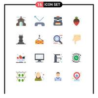 16 iconos creativos signos y símbolos modernos de figura bolsa de fondue de fresa postre de fresa paquete editable de elementos creativos de diseño de vectores