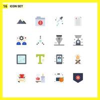 Group of 16 Modern Flat Colors Set for work management dropper business pros and cons Editable Pack of Creative Vector Design Elements