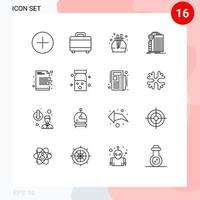 Modern Set of 16 Outlines and symbols such as encryption data scent graphy federal Editable Vector Design Elements