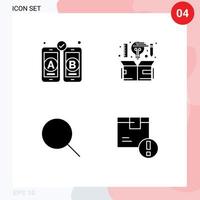 4 Universal Solid Glyph Signs Symbols of development research computer idea ui Editable Vector Design Elements