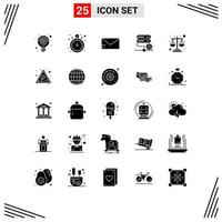 Pictogram Set of 25 Simple Solid Glyphs of mortgage loan balance mail setting network Editable Vector Design Elements