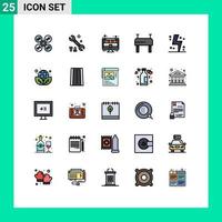 Modern Set of 25 Filled line Flat Colors and symbols such as energy charge discount battery gymnastics Editable Vector Design Elements