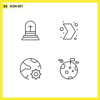 Set of 4 Vector Filledline Flat Colors on Grid for celebration global easter multimedia network Editable Vector Design Elements