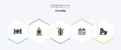 Canadá 25 paquete de iconos de línea completa que incluye el Ártico. día. arce. fecha. Canadá vector
