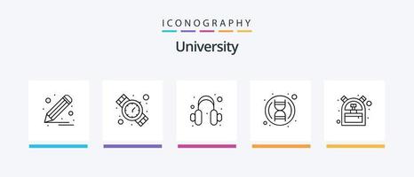 paquete de iconos de la línea universitaria 5 que incluye papel. libro. apoyo. audio. diseño de iconos creativos vector