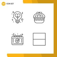 Group of 4 Filledline Flat Colors Signs and Symbols for light appointment love easter schedule Editable Vector Design Elements