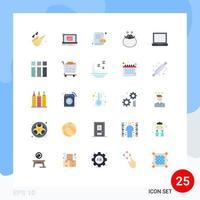 Flat Color Pack of 25 Universal Symbols of computer santa ok movember moustache Editable Vector Design Elements