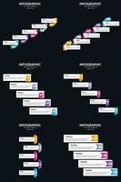 plantilla de diapositiva de presentación del paquete de infografías vectoriales 6 diagramas de ciclo de 5 pasos y líneas de tiempo vector