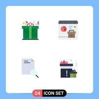 Stock Vector Icon Pack of 4 Line Signs and Symbols for present search shopping data file Editable Vector Design Elements