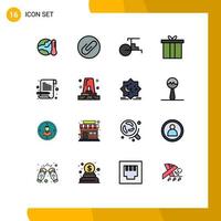 Pictogram Set of 16 Simple Flat Color Filled Lines of notebook gift china christmas accessories Editable Creative Vector Design Elements