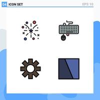 Universal Icon Symbols Group of 4 Modern Filledline Flat Colors of firework setting usa keyboard gear Editable Vector Design Elements