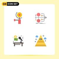 Group of 4 Flat Icons Signs and Symbols for construction auction monetization transfer hammer Editable Vector Design Elements