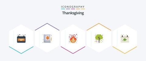 Thanksgiving 25 Flat icon pack including calendar. tree. note. thanksgiving. apple vector