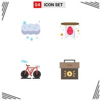 conjunto de 4 paquetes de iconos planos comerciales para transporte limpio lavado negocio de huevos elementos de diseño vectorial editables vector