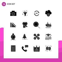 User Interface Pack of 16 Basic Solid Glyphs of construction lock hotel data stop Editable Vector Design Elements