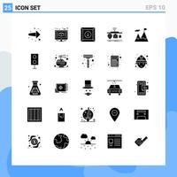 Modern Set of 25 Solid Glyphs Pictograph of business things box of gadgets Editable Vector Design Elements