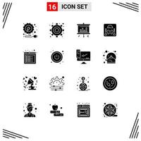 User Interface Pack of 16 Basic Solid Glyphs of power tab screen internet weight Editable Vector Design Elements