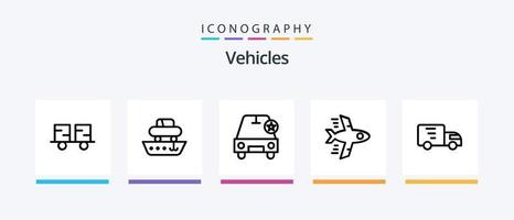 paquete de iconos de la línea 5 de vehículos que incluye. camión. camión. entrega. menos. diseño de iconos creativos vector