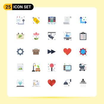 Flat Color Pack of 25 Universal Symbols of up down arrow price tag script document Editable Vector Design Elements