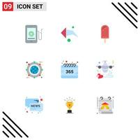 Modern Set of 9 Flat Colors Pictograph of calendar line cream expand archive Editable Vector Design Elements